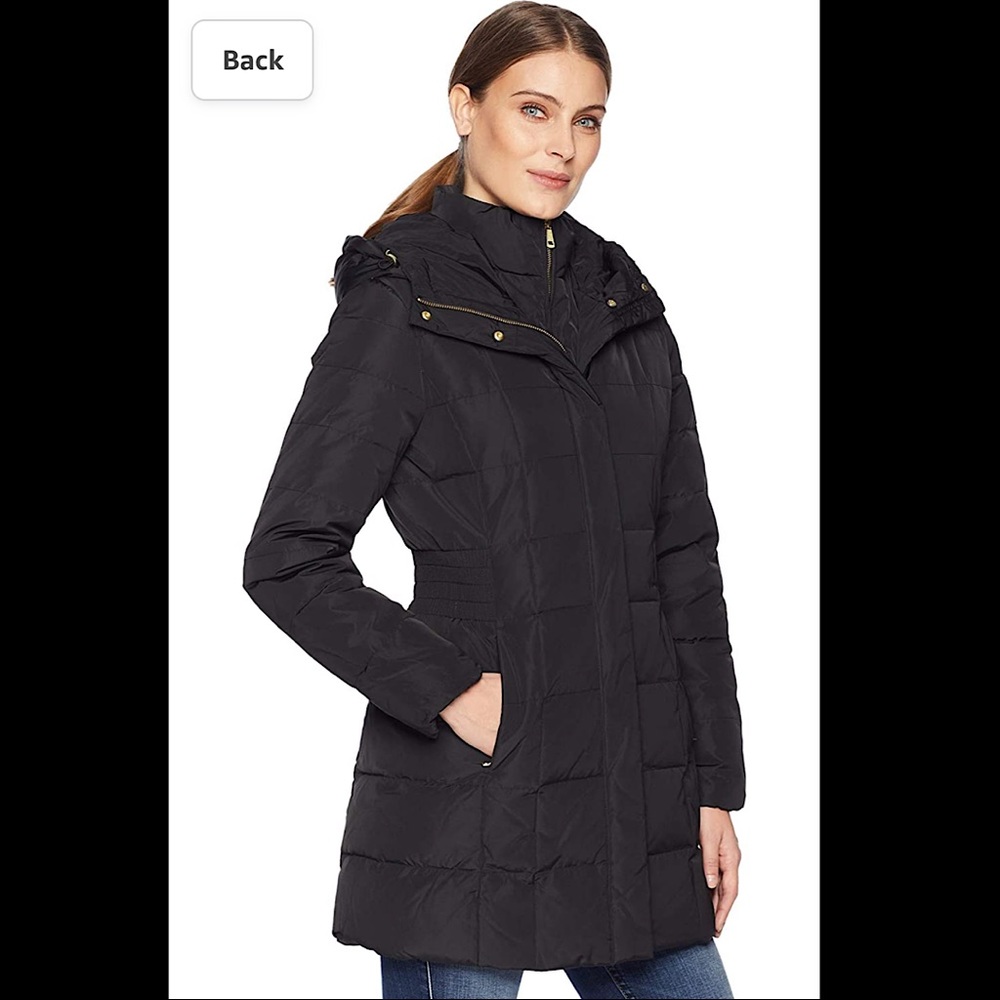 🔥🔥🔥NEW Cole Haan Hooded Black Down Puffer Coat Jacket - Picture 6 of 16
